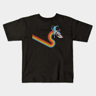 70S80S Rainbow Surfing Wave France Kids T-Shirt